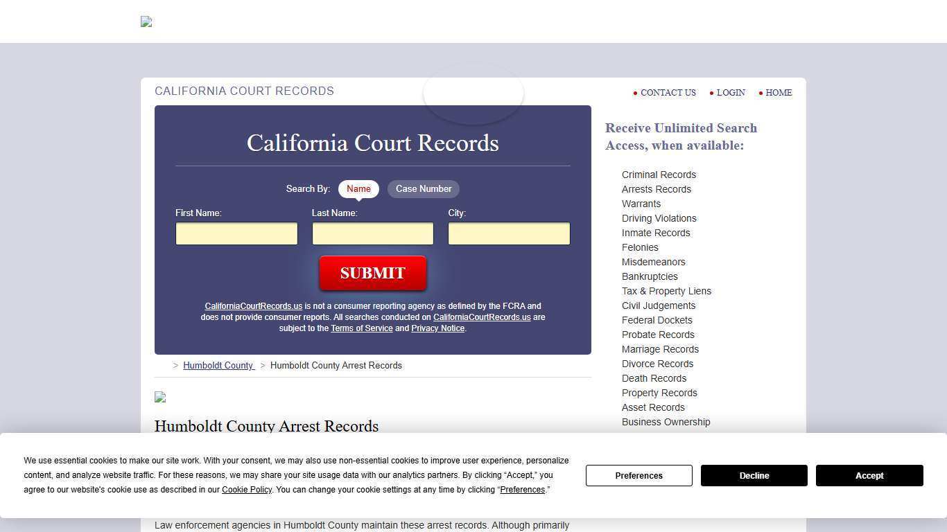 Humboldt County Arrest Records | CaliforniaCourtRecords.us