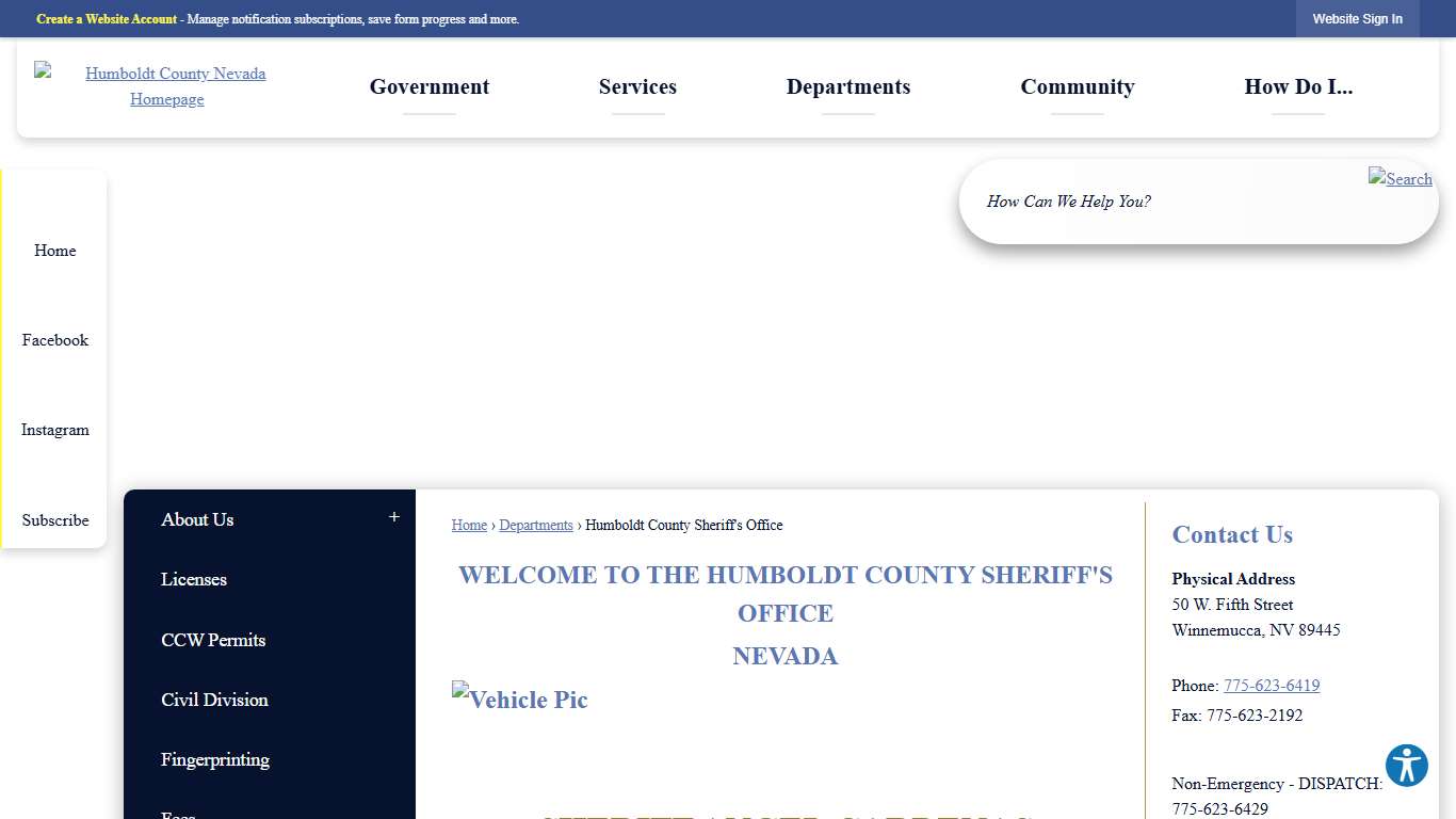Humboldt County Sheriff's Office | Humboldt County, NV